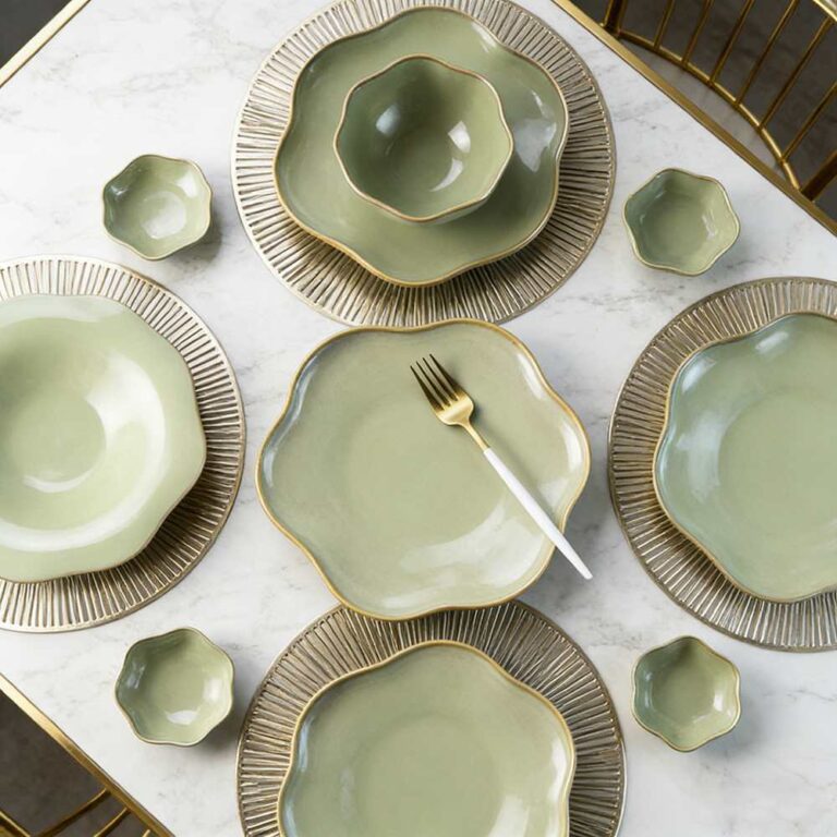 Light Moss Green Matte Glaze Ceramic Tableware Set