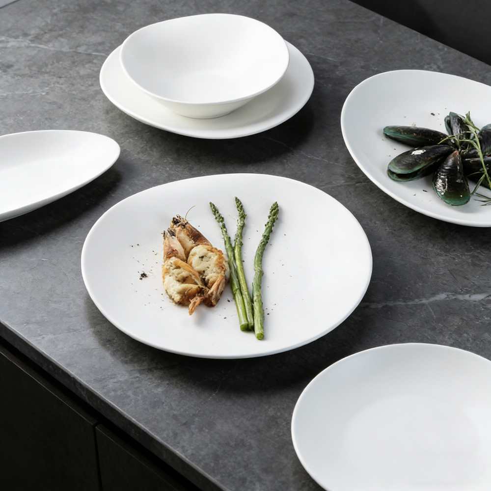 Pure White Minimalist Porcelain Dinnerware Set