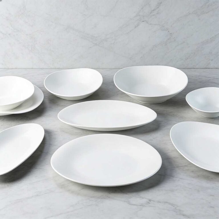 Pure White Minimalist Porcelain Dinnerware Set