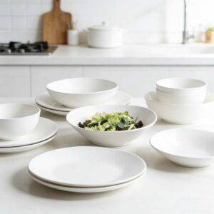 Pure White Minimalist Porcelain Dinnerware Set
