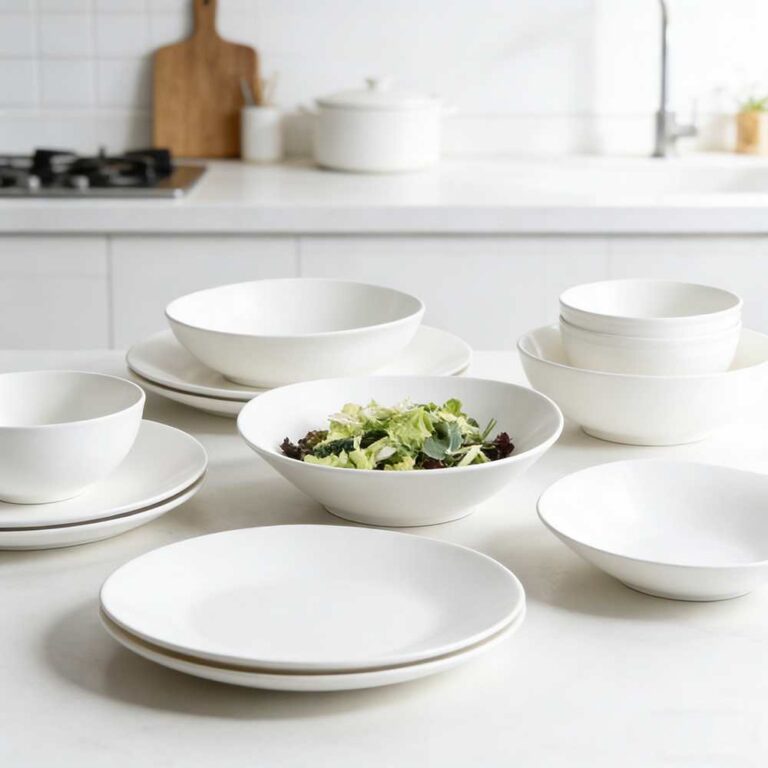 Pure White Minimalist Porcelain Dinnerware Set