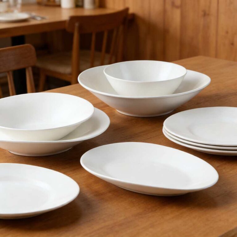 Pure White Minimalist Porcelain Dinnerware Set