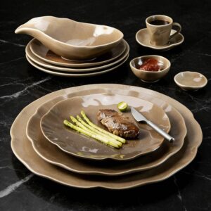 Light Brown Matte Glaze Irregular Shaped Ceramic Dinnerware Set
