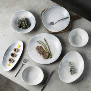 Light Gray Fine Glitter Matte Ceramic Tableware Set