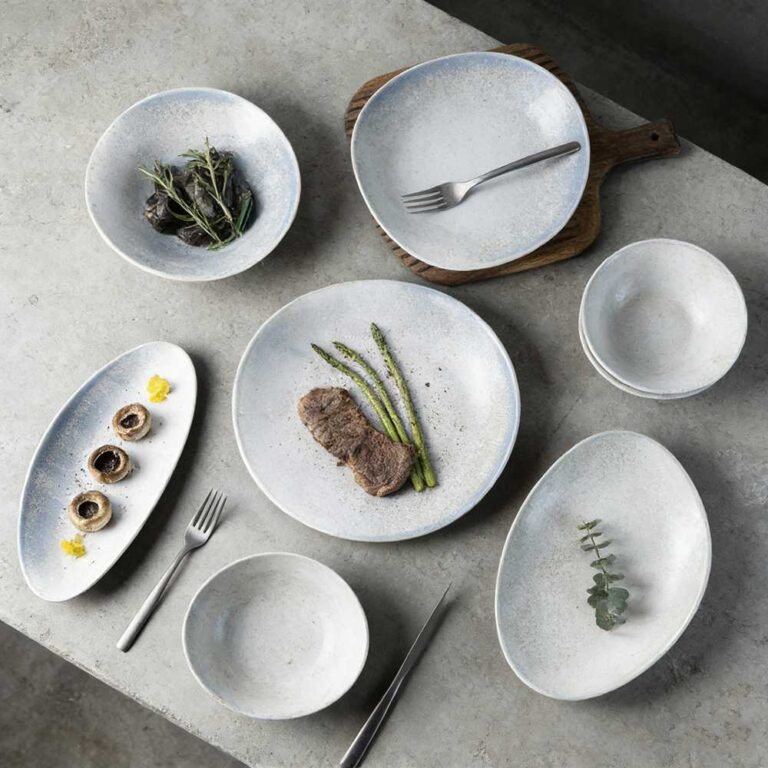 Light Gray Fine Glitter Matte Ceramic Tableware Set