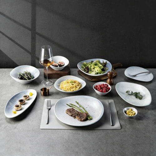 Light Gray Fine Glitter Matte Ceramic Tableware Set