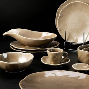 Light Brown Matte Glaze Irregular Shaped Ceramic Dinnerware Set