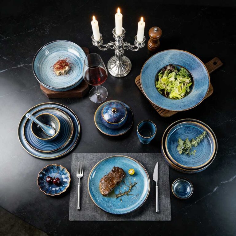 Deep Sea Blue Kiln-Change Glaze Ceramic Tableware Set