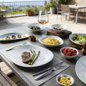 Light Gray Fine Glitter Matte Ceramic Tableware Set