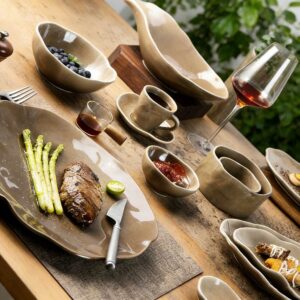 Light Brown Matte Glaze Irregular Shaped Ceramic Dinnerware Set