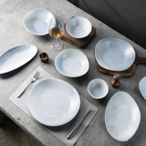 Light Gray Fine Glitter Matte Ceramic Tableware Set