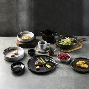 Gray-Black Contrasting Kiln-Change Glaze Ceramic Dinnerware Set
