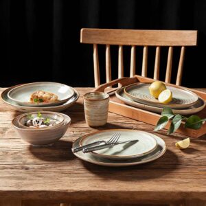 Light Celadon Gray Kiln-Change Glaze Ceramic Dinnerware Set
