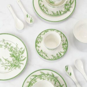 Lily of the Valley Green Pattern Bone China Dinnerware Set
