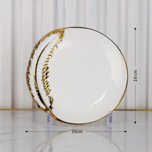 Light Luxury Gold-Rimmed Feather Pattern Porcelain Dinnerware Set