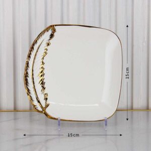 Light Luxury Gold-Rimmed Feather Pattern Porcelain Dinnerware Set