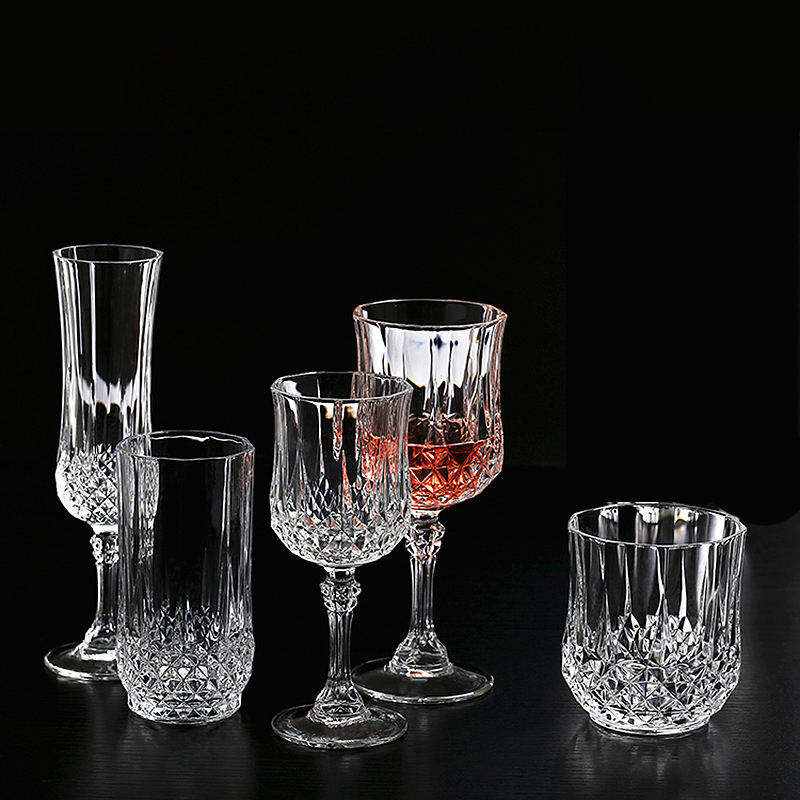 Vintage Embossed Crystal Glass Wine Set