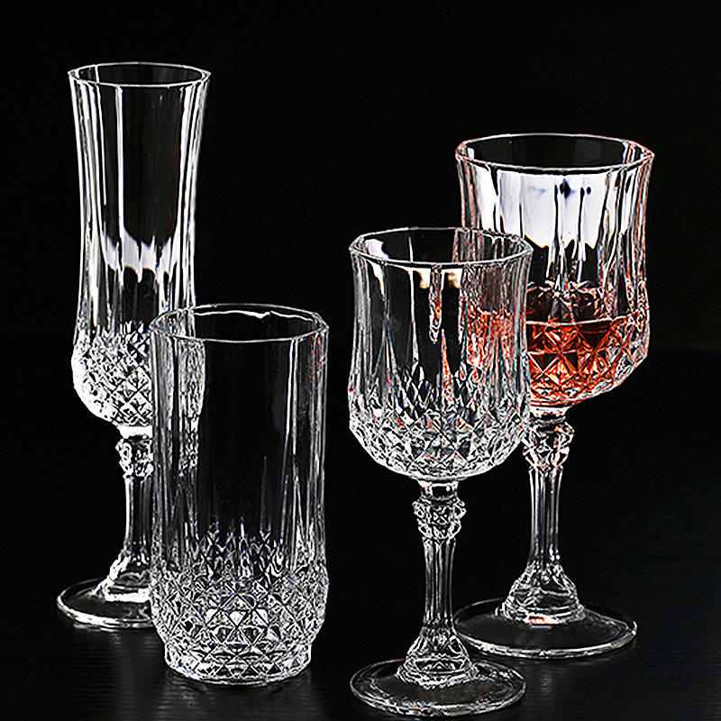 Vintage Embossed Crystal Glass Wine Set