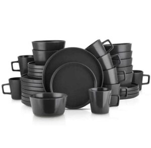 Matte Black Stoneware Dinnerware Sets of 8