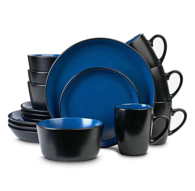 Matte Black Stoneware Dinnerware Sets of 8