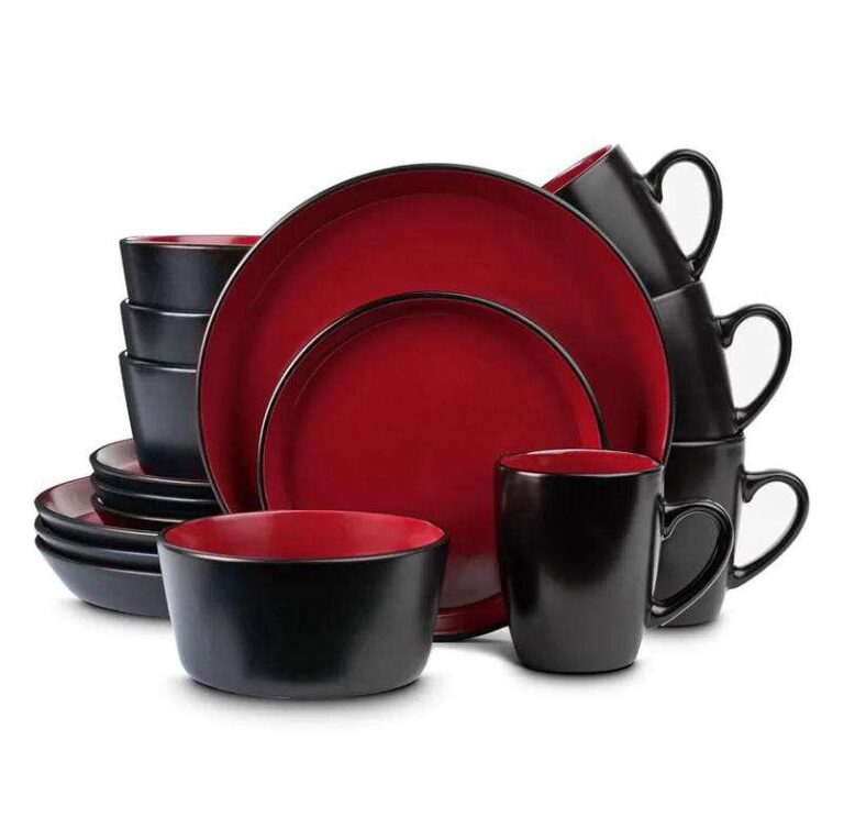 Matte Black Stoneware Dinnerware Sets of 8
