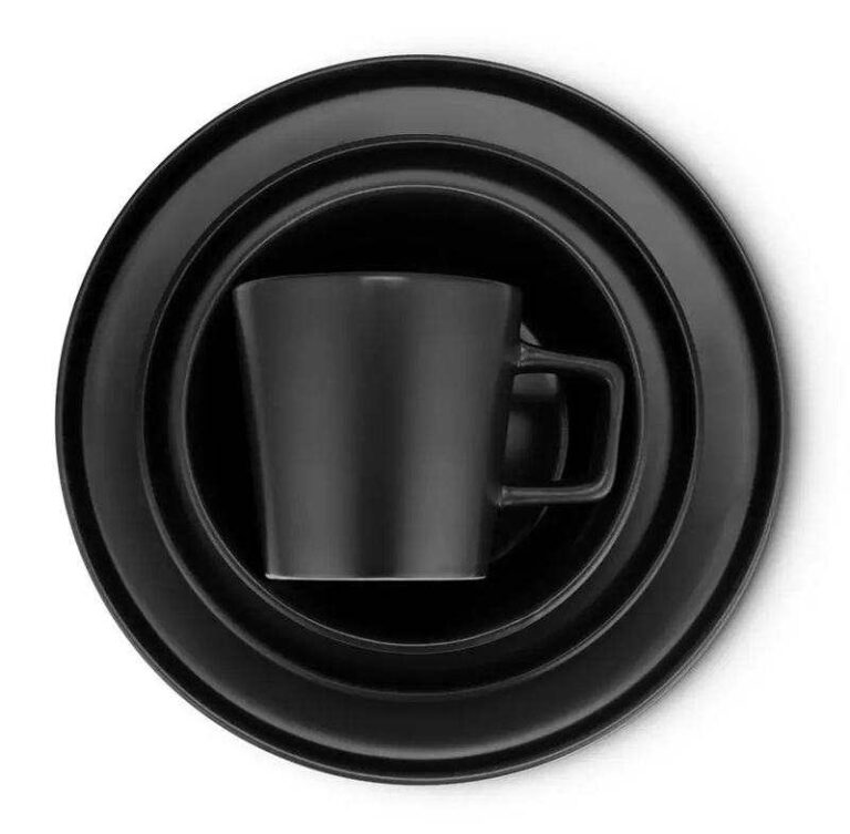 Matte Black Stoneware Dinnerware Sets of 8