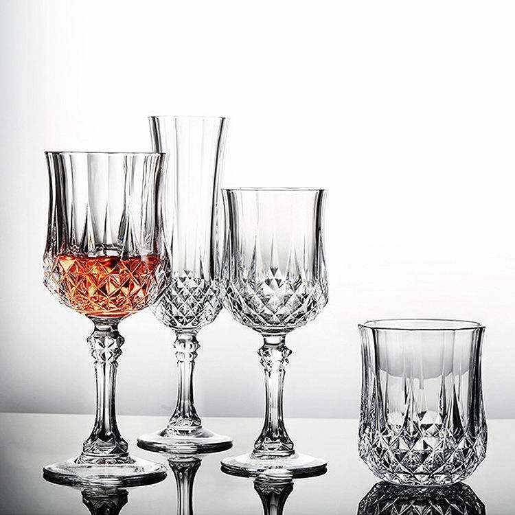 Vintage Embossed Crystal Glass Wine Set