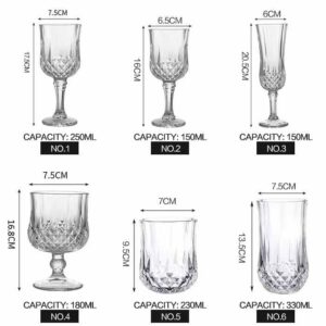 Vintage Embossed Crystal Glass Wine Set