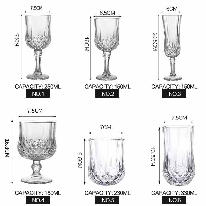 Vintage Embossed Crystal Glass Wine Set