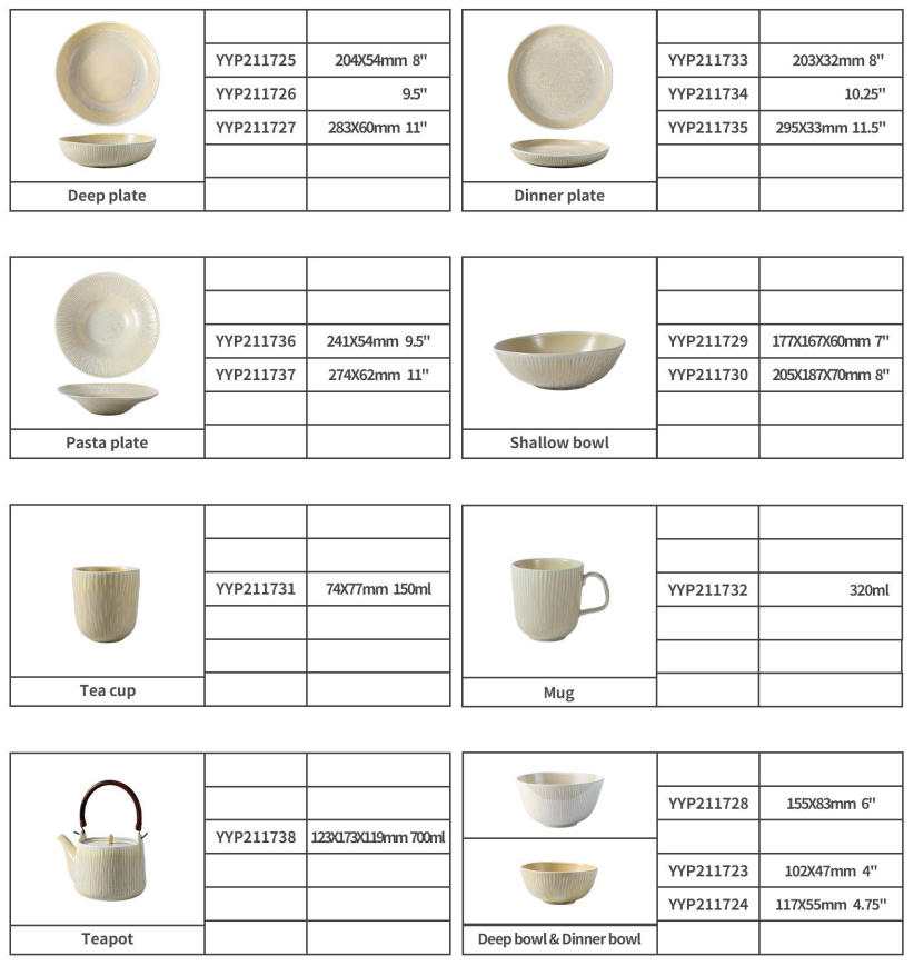 Creamy White/Gray Japanese Vertical Ribbed Ceramic Dinnerware Set