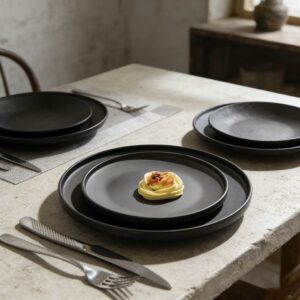 Matte Black Stoneware Dinnerware Set