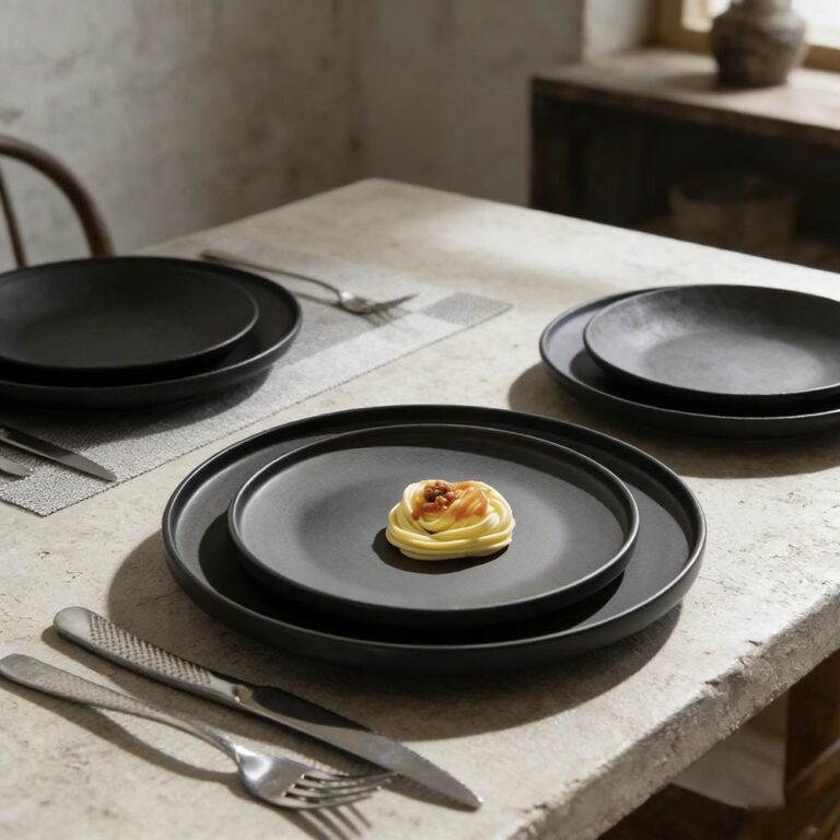Matte Black Stoneware Dinnerware Set
