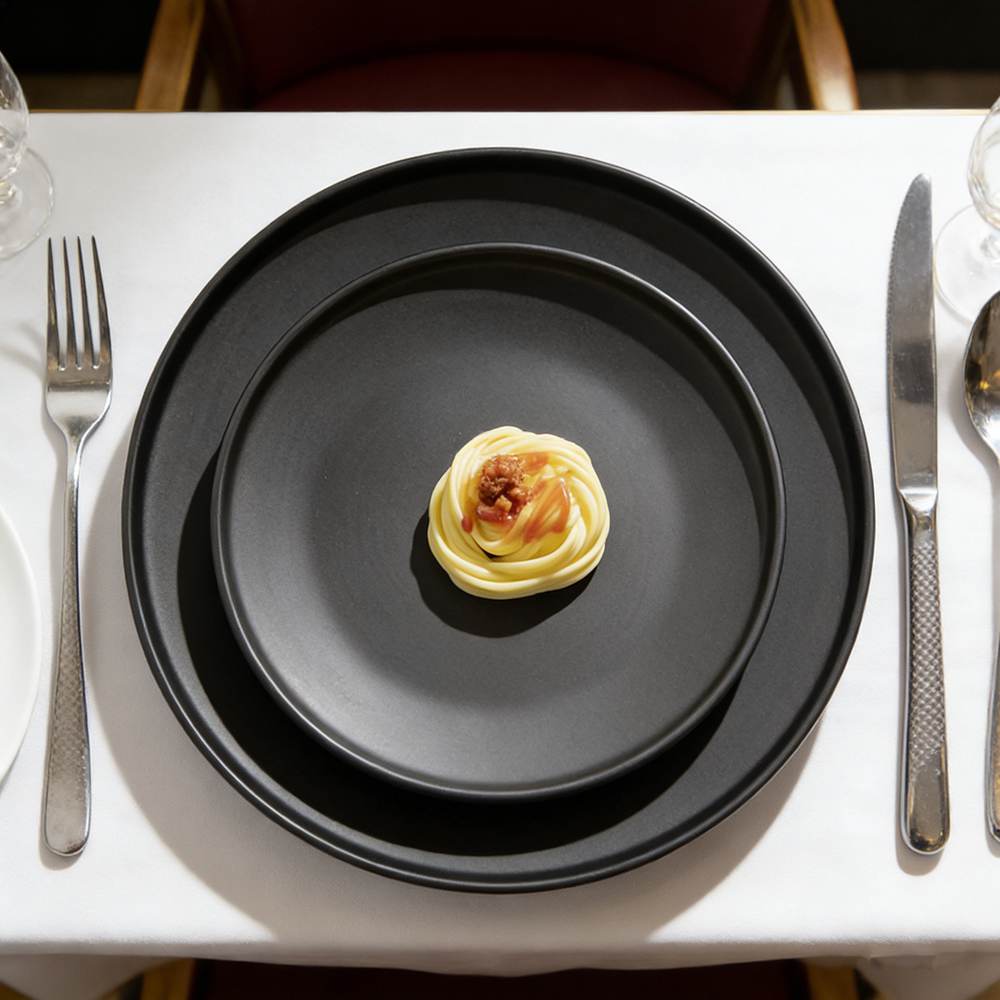 Matte Black Stoneware Dinnerware Set