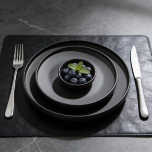 Matte Black Stoneware Dinnerware Set