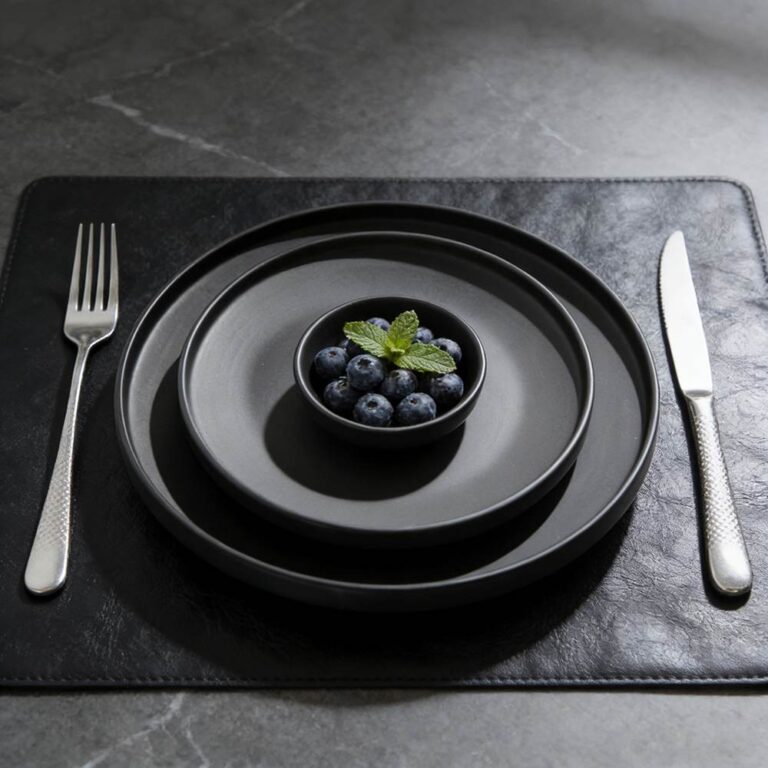 Matte Black Stoneware Dinnerware Set