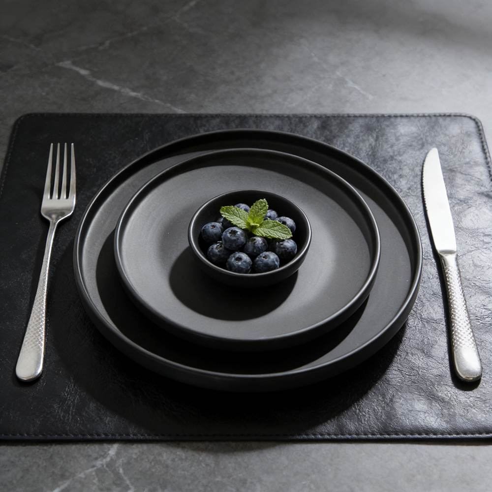 Matte Black Stoneware Dinnerware Set