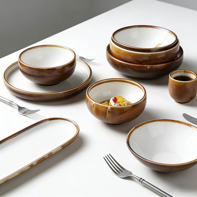Two-Tone Reactive Glaze Ceramic Dinnerware Set