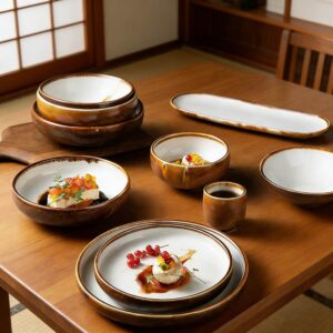 Two-Tone Reactive Glaze Ceramic Dinnerware Set