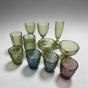 Vintage Embossed Colored Glassware