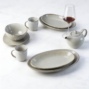 Wabi-Sabi Handcrafted Grey Reactive Glaze Ceramic Dinnerware Set