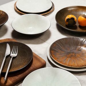 Handcrafted Hammered Two-Tone Ceramic Dinnerware Set