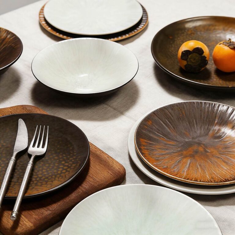 Handcrafted Hammered Two-Tone Ceramic Dinnerware Set
