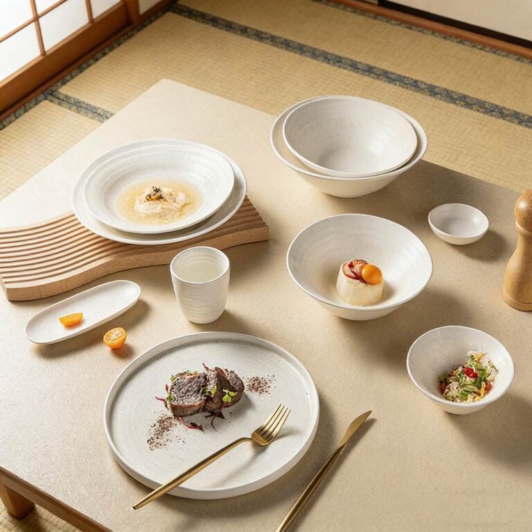 Minimalist Matte Off-White Ceramic Dinnerware Set