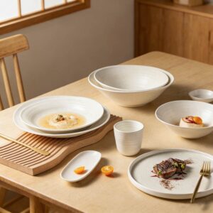 Minimalist Matte Off-White Ceramic Dinnerware Set
