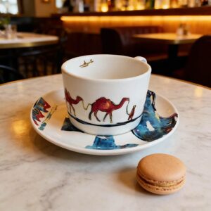 Middle Eastern Arabian Style Porcelain Coffee Cup and Saucer Set