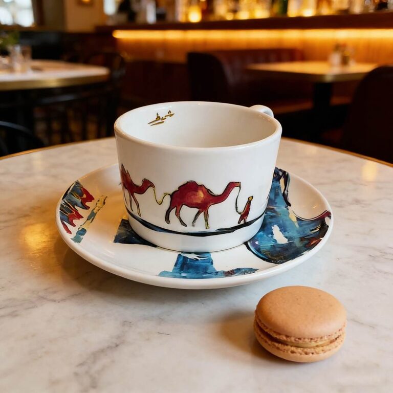 Middle Eastern Arabian Style Porcelain Coffee Cup and Saucer Set