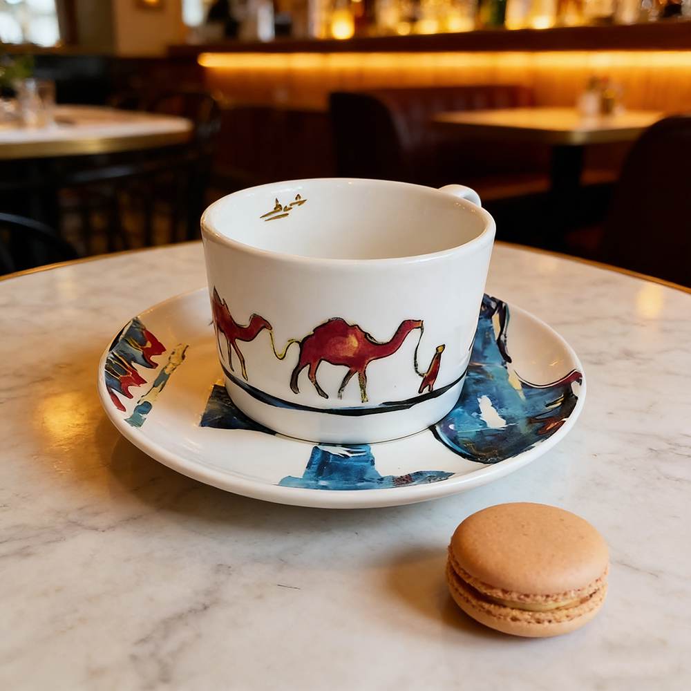 Middle Eastern Arabian Style Porcelain Coffee Cup and Saucer Set