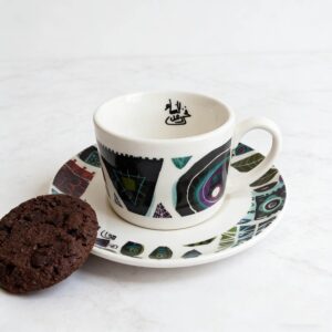 Middle Eastern Arabian Style Porcelain Coffee Cup and Saucer Set