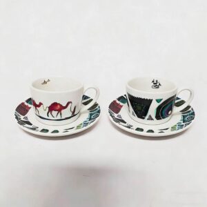 Middle Eastern Arabian Style Porcelain Coffee Cup and Saucer Set