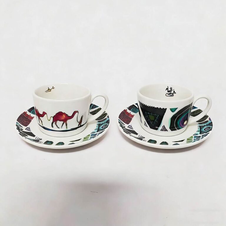 Middle Eastern Arabian Style Porcelain Coffee Cup and Saucer Set